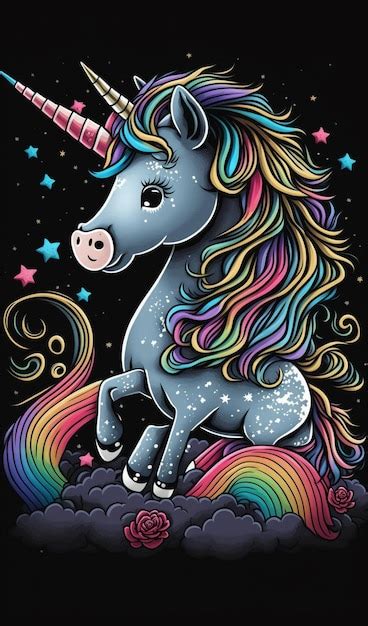 Premium AI Image | A unicorn with rainbow hair and a rainbow tail