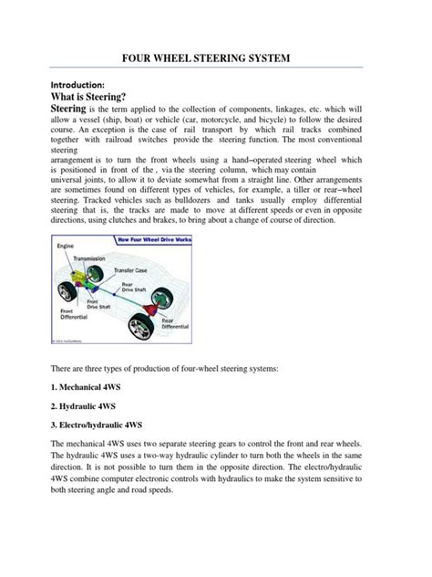 Four Wheel Steering System | PDF | Steering | Gear