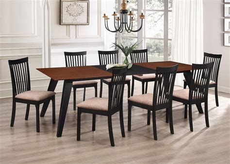 Verona 9 Piece Formal Dining Room Set, Walnut Black Wood & Light Brown ...