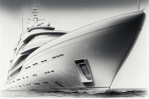 Close-up of Yacht S Sleek Exterior, with Pencil Lines and Shading Stock ...