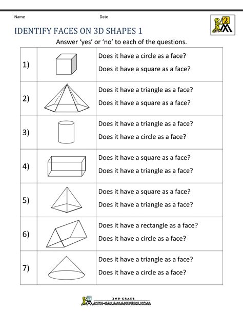 Identify 3d Shapes Worksheet