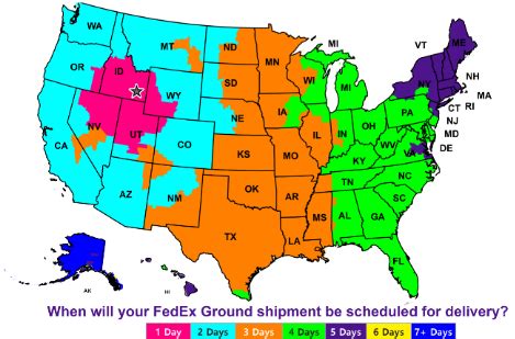 FedEx Ground Time in Transit Map / Zone Map : ELEVATE FULFILLMENT