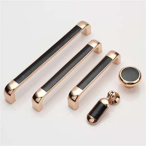 Champagne color and Black color Modern Door Handles Kitchen Cabinet ...