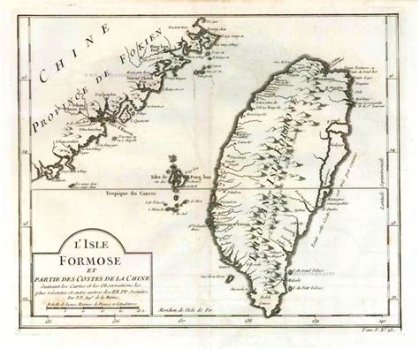 Old Antique Plan Of Taiwan Formosa By Jn Bellin Sanderus Antique