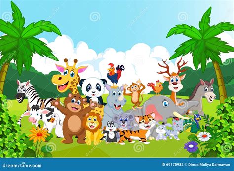 Cartoon Happy Little Animal In The Zoo Stock Illustration - Image: 69170982