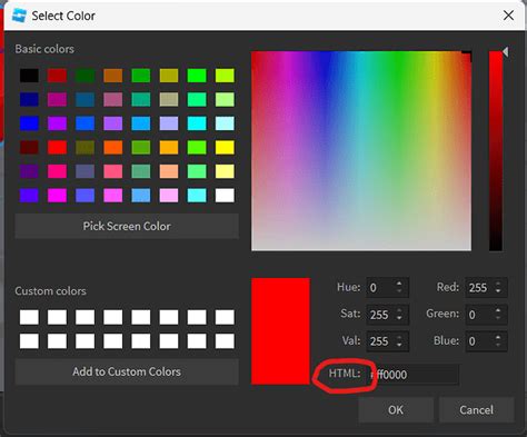 Color3 menu mis-labels Hexadecimal color code as "HTML" - Studio Bugs ...