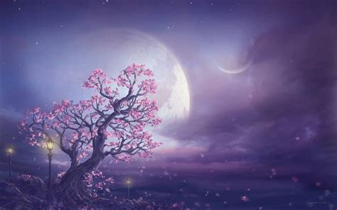 1360x768px | free download | HD wallpaper: Pink Moon Fantasy Art ...