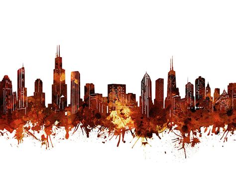 Chicago Skyline Watercolor 6 Digital Art by Bekim M