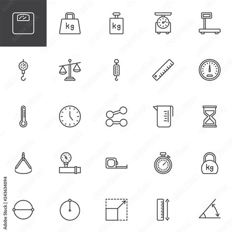 Scale and Measurement line icons set. linear style symbols collection ...