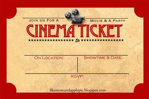 Invitation Ticket, Movie Party Invitations, Invites, Invitation ...