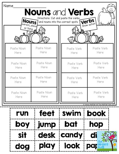 Nouns and verbs worksheets – Artofit