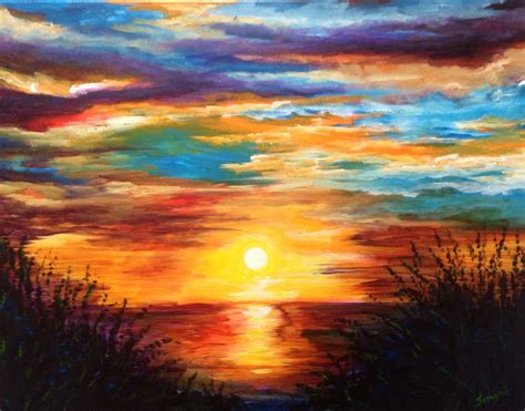 Marsh Tide Sunset, Painting by Ferrand | Artmajeur