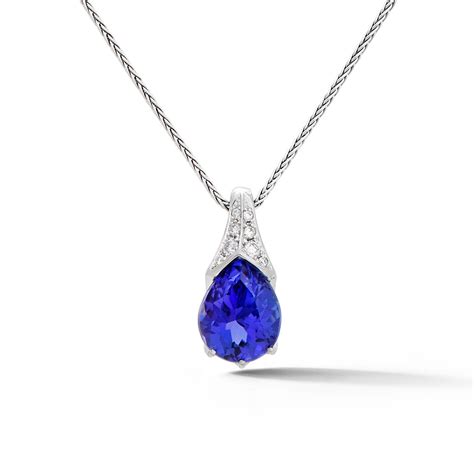 Pear Shape Tanzanite and Diamond Pendant - deJonghe Original Jewelry