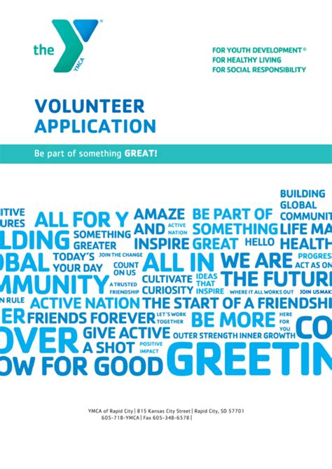 Ymca Of Rapid City Volunteer Application Form printable pdf download