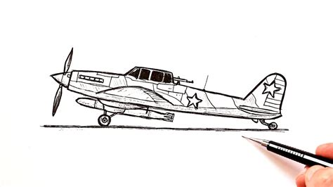 How to draw a WW2 Fighter Plane | Airplane drawing - YouTube