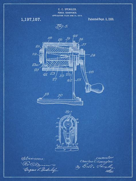 Pp162- Blueprint Pencil Sharpener Patent Poster Photograph by Cole ...