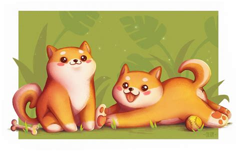 Photo Wallpaper The Game, Dog, Anime, Art, Bone, Children - Shiba Art ...