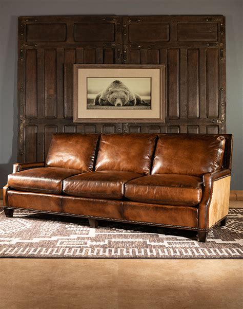 Rustic Leather Sofa With Chaise | Baci Living Room