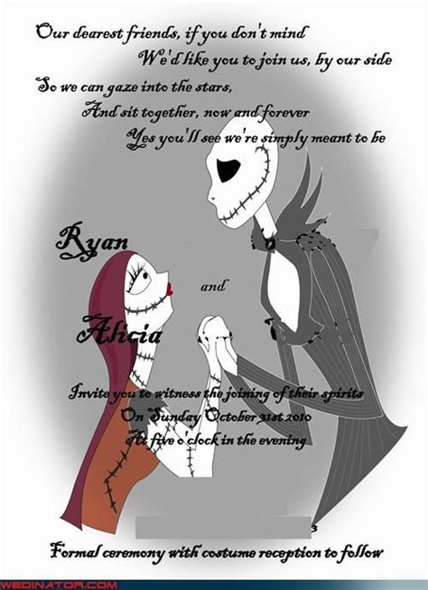 Jack and Sally wedding Invites So cute....for the couple who loves this ...