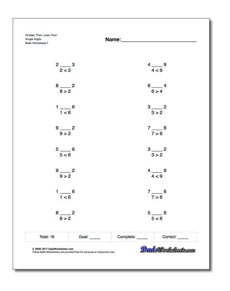 Free Printable Greater Than Less Than Worksheets | Printable Worksheets