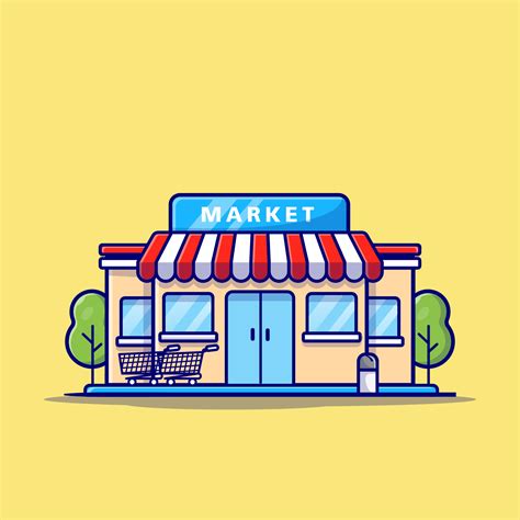 Market Shop Building Cartoon Vector Icon Illustration. Building ...