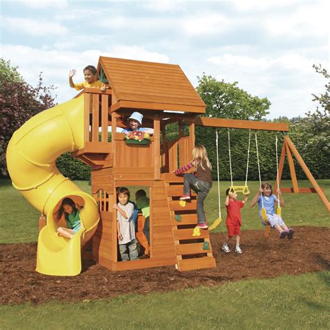 Cedar Summit Grandview Deluxe Wooden Swing Set & Reviews | Wayfair