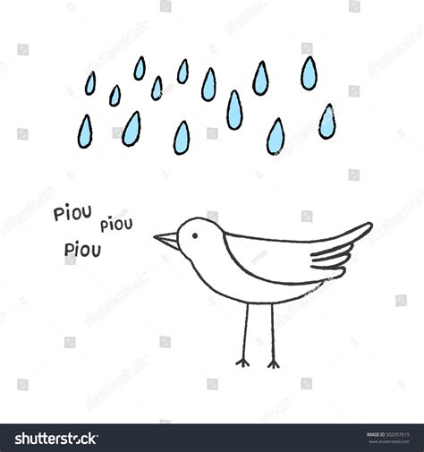 Bird Singing Rain Hand Drawn Vector Stock Vector (Royalty Free ...