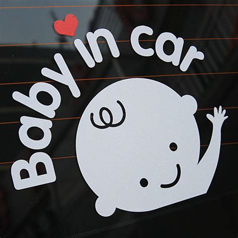 Baby in car waving baby on board safety sign cute car decal vinyl ...