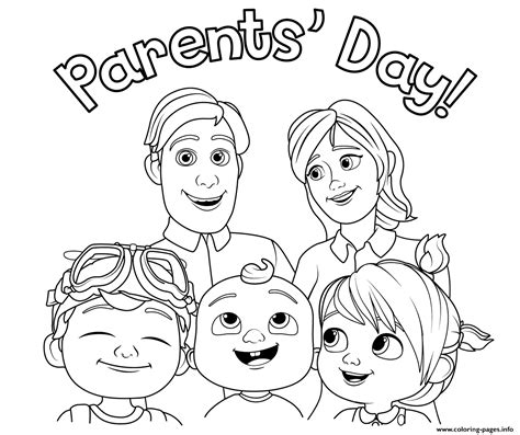 Parents Day CoComelon Family Coloring page Printable