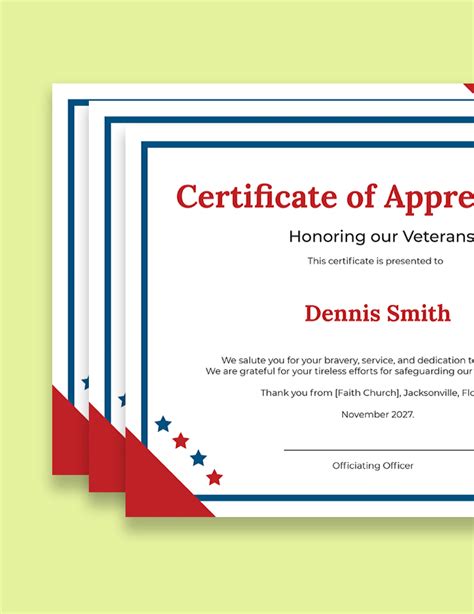 Printable Veteran Certificates Fill In