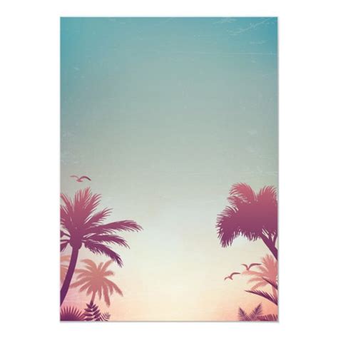 Summer Sunset Palms String Lights Outdoor Wedding Invitation