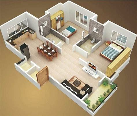 modern 3D floor plan design To see more visit 👇 | 2 bedroom house ...