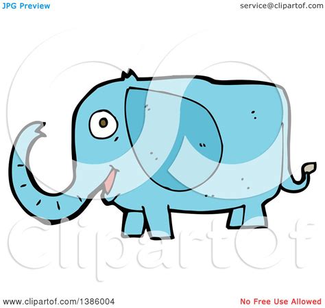 Clipart of a Cartoon Blue Elephant - Royalty Free Vector Illustration ...