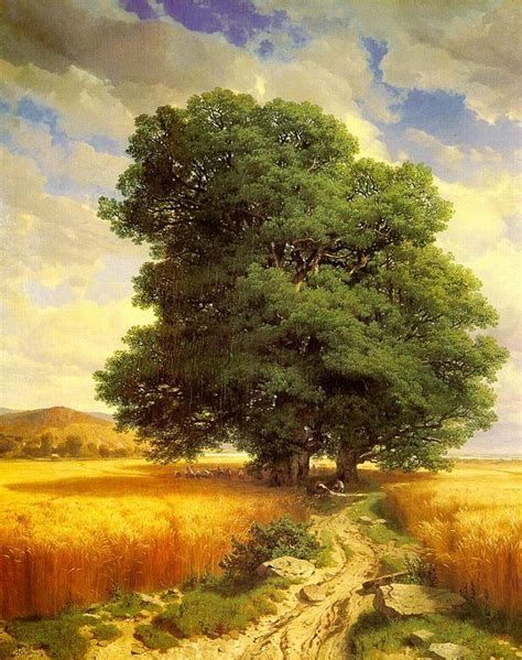 Calame Paintings - Landscape with Oak Trees