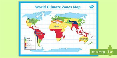 World Climate Zones Map For Kids