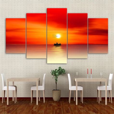 Gift Sunset – nature 5 Panel Canvas Art Wall Decor – Canvas Storm