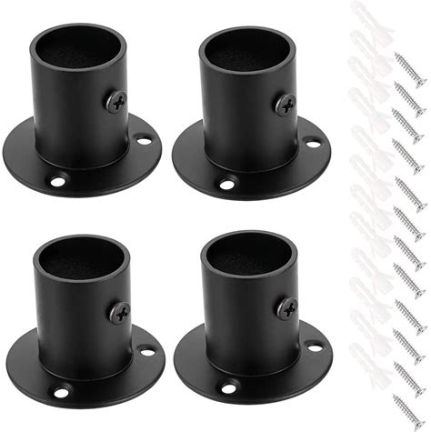 Stylish Black Curtain Rod Brackets, Set of 4, Durable Stainless Steel ...