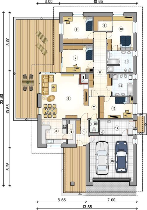 Floor Plan for Two Bedroom Apartment with Attached Garage