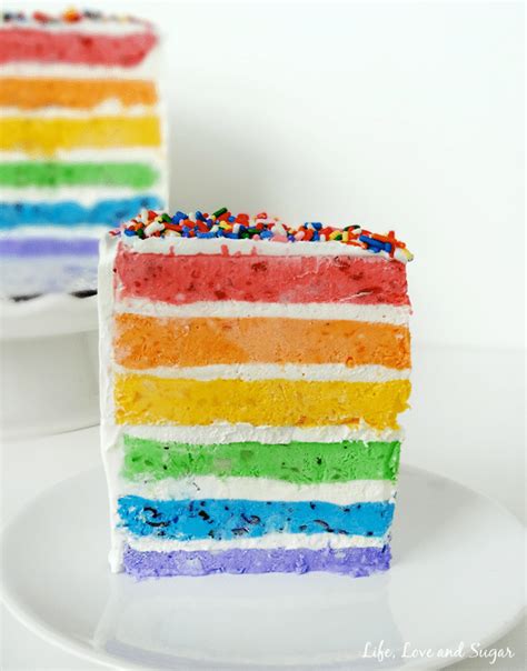 {Skinny} Rainbow Ice Cream Cake with Fresh Fruit - Life Love and Sugar