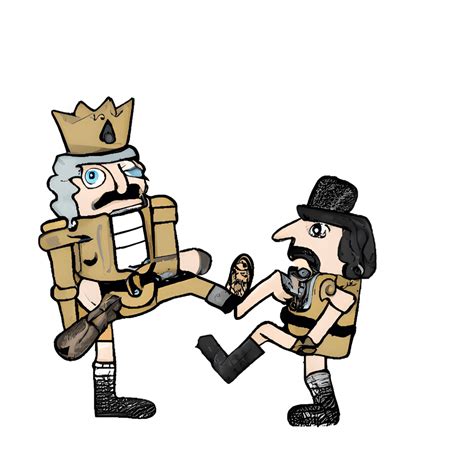 Cartoon Style Drawing of a Nutcracker Kicking Another Nutcracker ...