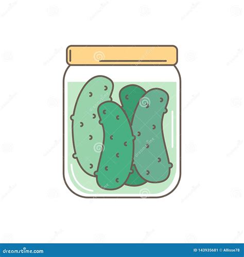 Cute Pickle Jar With Cucumbers Vector Illustration Isolated On White ...