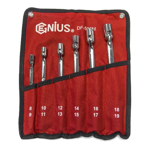 Genius Tools DF-506M 6 Piece Metric Double Flexible Socket Wrench Set