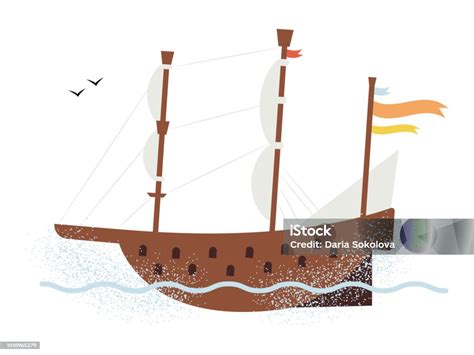 Old Frigate Sail Ship Stock Illustration - Download Image Now - Antique ...