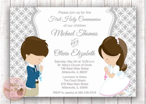 First Communion Invitations For Twins