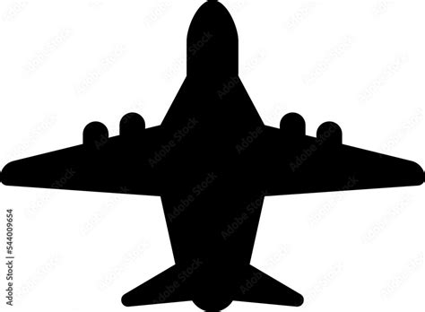 Top view of plane silhouette icon. Vector illustration isolated on ...