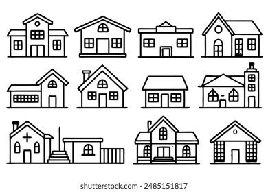 Modern House Line Art Design Illustration Stock Vector (Royalty Free ...