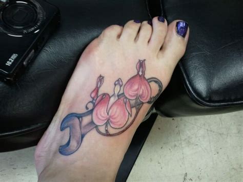 Bleeding Heart Flower Tattoo for Women Leg