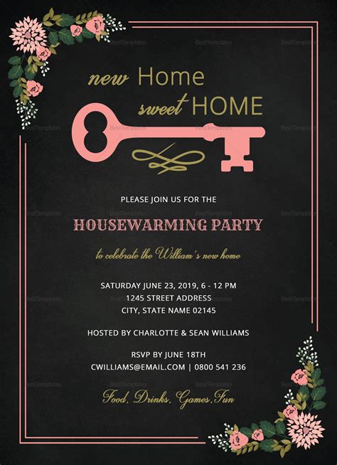 Housewarming Invitation Template Microsoft Word Chalkboard Housewarmi ...