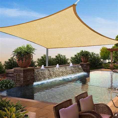 16'x16'Square Sun Shade Sail UV Blocking Patio Lawn Garden Canopy Cover ...