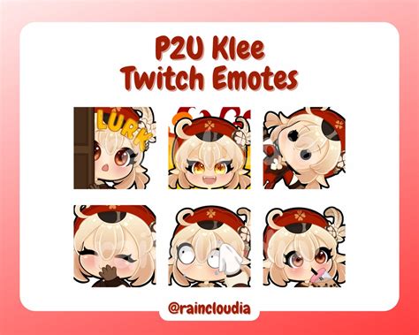 P2U Klee Genshin Impact Emotes for Twitch/discord/youtube Pay - Etsy ...